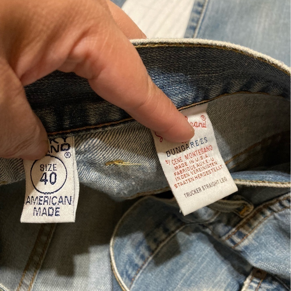 Lucky Brand Dungarees By Gene Montesano  40x32 Trucker Straight Leg Zipper Fly - Picture 7 of 12
